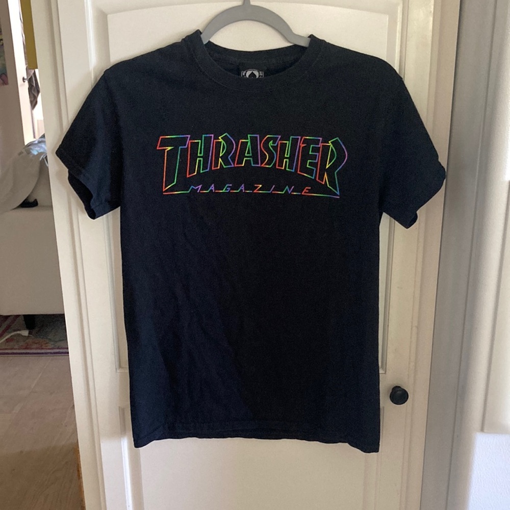 Thrasher T-shirt Unisex Small Rainbow Logo Graphic Skate